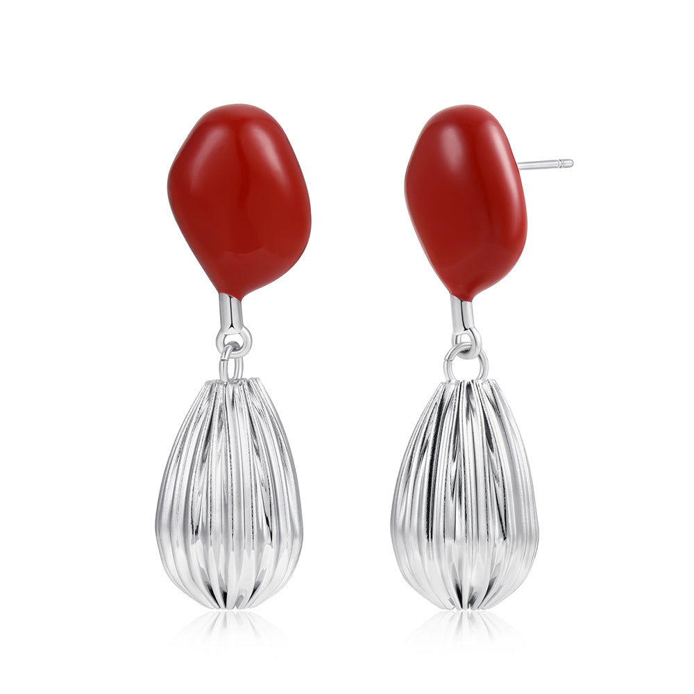 Pendientes de Aleación Bañado en Oro con Cristal Emporia® Blanco y Cristal Emporia® Rojo 1 