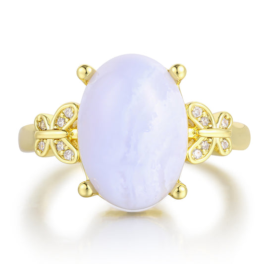 Anillo de Aleación Bañado en Oro con Cristal Emporia® Blanco