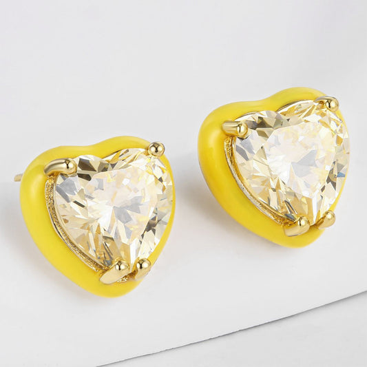 Pendientes de Aleación Bañado en Oro con Cristal Emporia® Amarillo