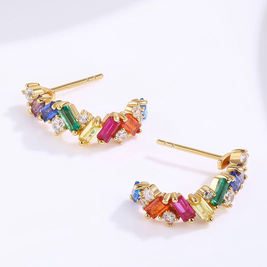 Pendientes de Aleación Bañado en Oro con Cristal Emporia® Rojo y Cristal Emporia® Verde