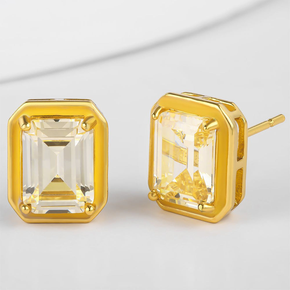 Pendientes de Aleación Bañado en Oro con Cristal Emporia® Blanco 1 