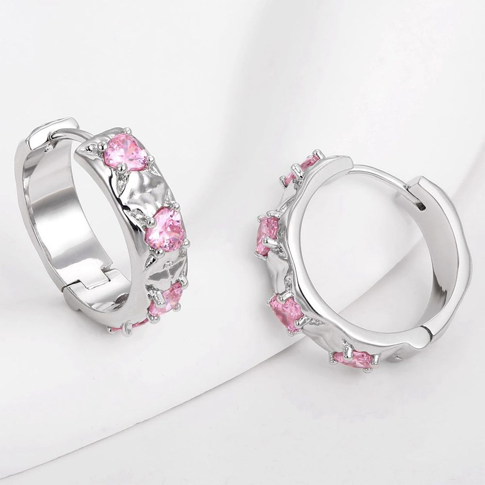 Pendientes de Aleación Bañado en Oro con Cristal Emporia® Blanco y Cristal Emporia® Rosa 1 