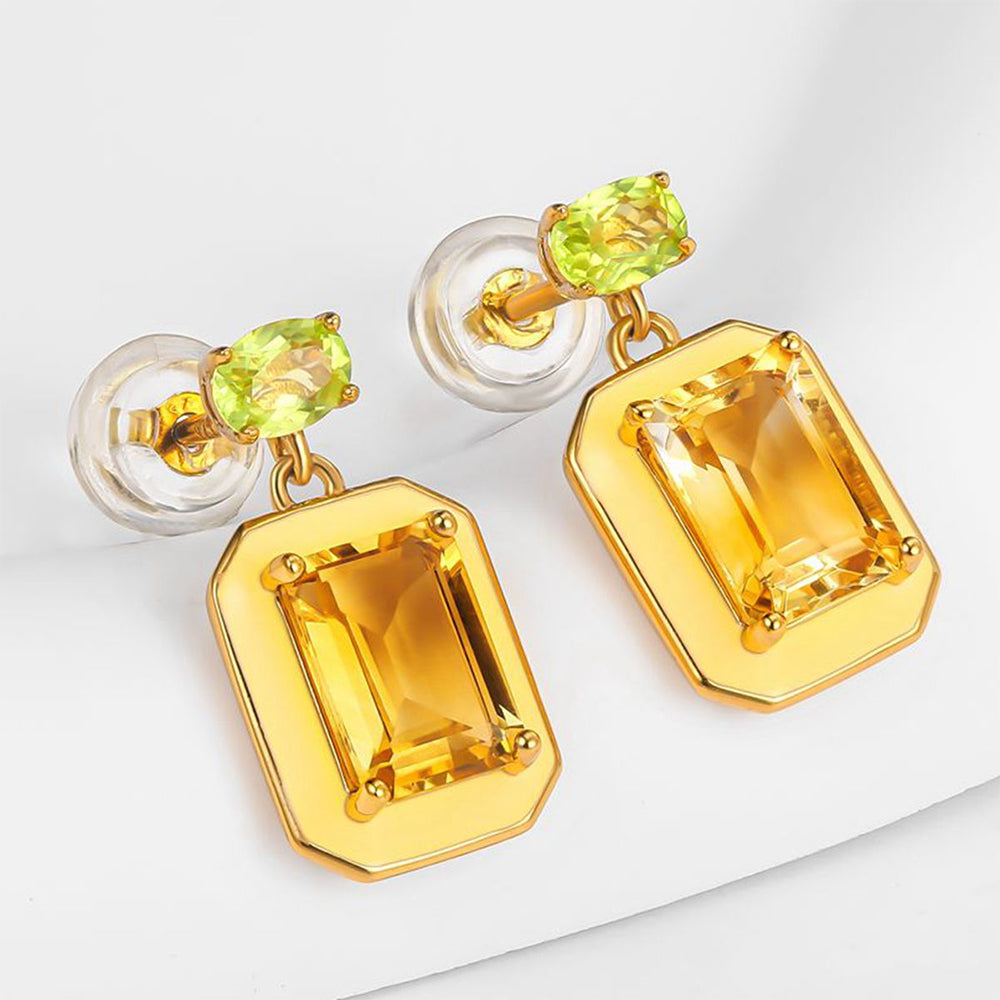 Pendientes de Aleación Bañado en Oro con Cristal Emporia® Amarillo y Cristal Emporia® Verde 1 