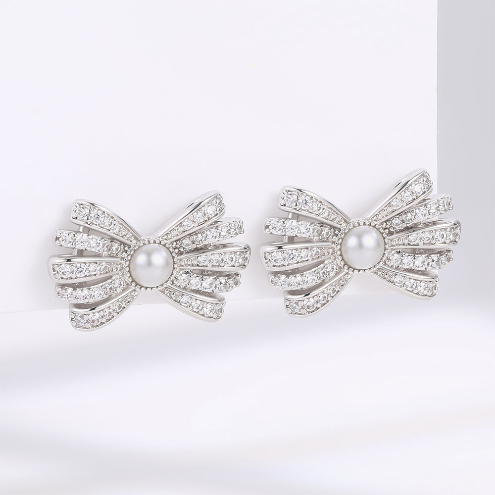 Pendientes de Aleación Bañado en Oro con Cristal Emporia® Blanco 1 