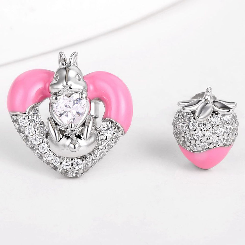 Pendientes de Aleación Bañado en Oro con Cristal Emporia® Blanco y Esmalte 1 