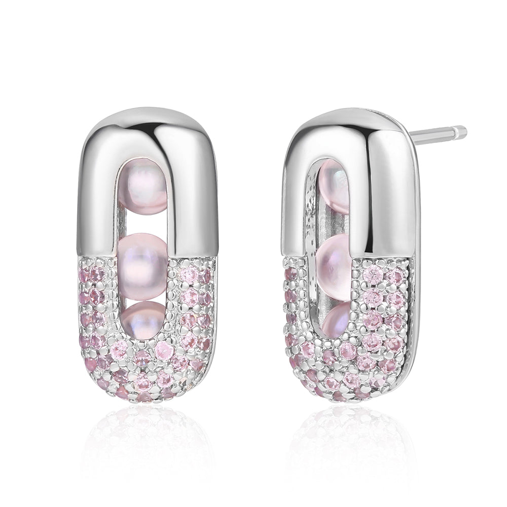 Pendientes de Aleación Bañado en Oro con Cristal Emporia® Rosa
