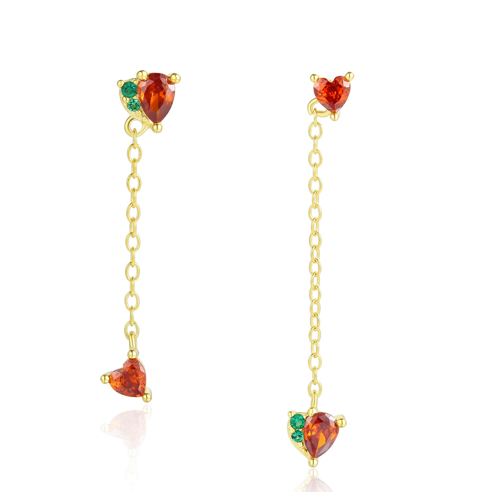 Pendientes de Aleación Bañado en Oro con Cristal Emporia® Rojo y Cristal Emporia® Verde