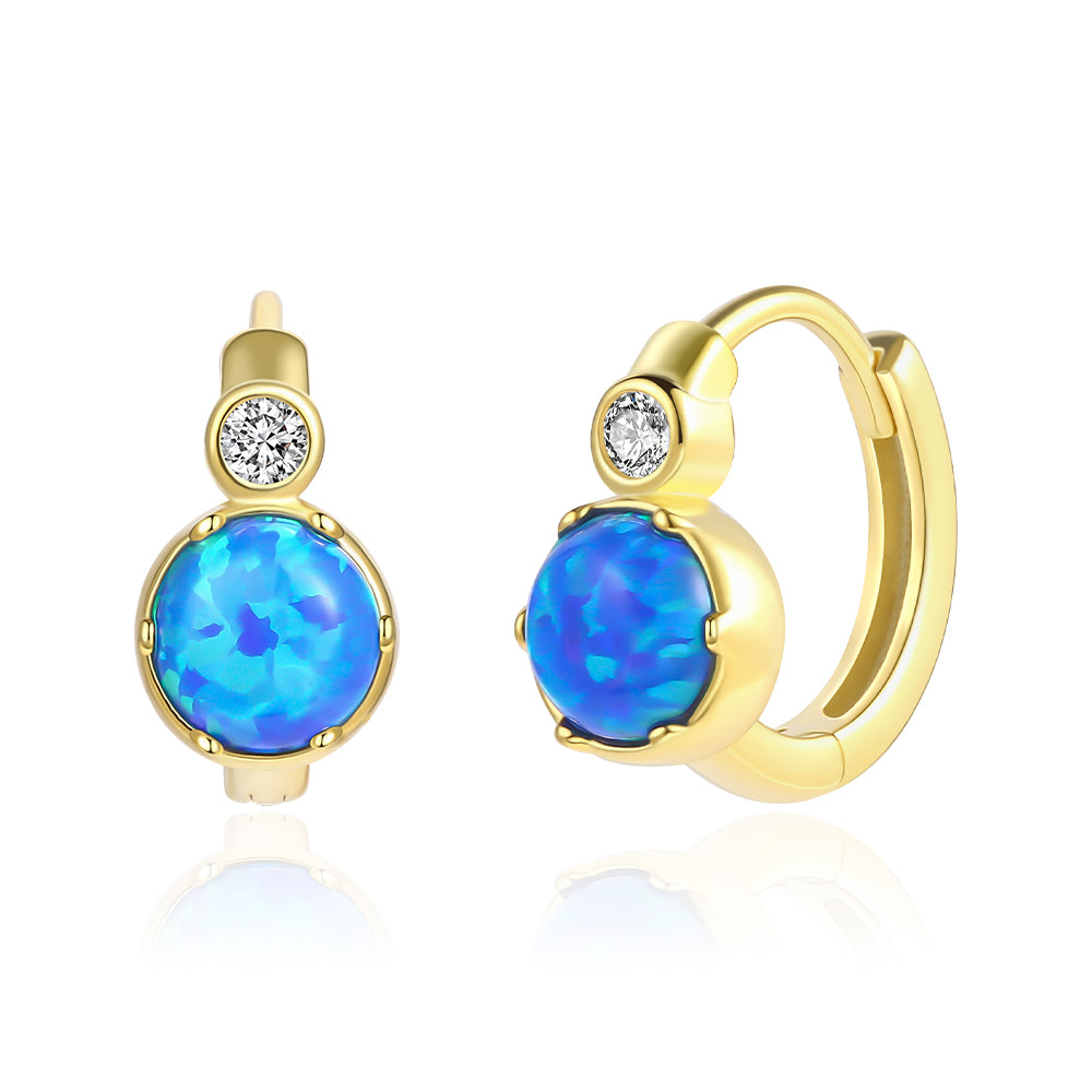 Pendientes de Aleación Bañado en Oro con Cristal Emporia® Azul y Cristal Emporia® Blanco 1 
