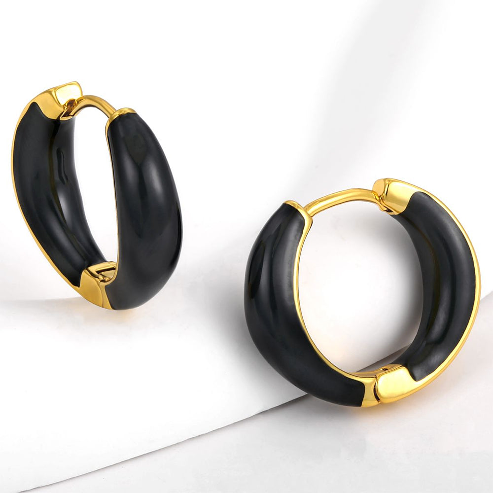 Pendientes de Aleación Bañado en Oro con Cristal Emporia® Negro