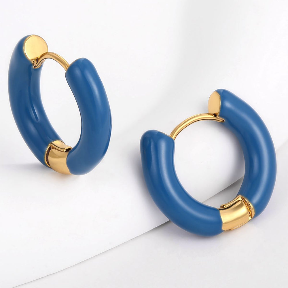Pendientes de Aleación Bañado en Oro con Cristal Emporia® Azul 1 