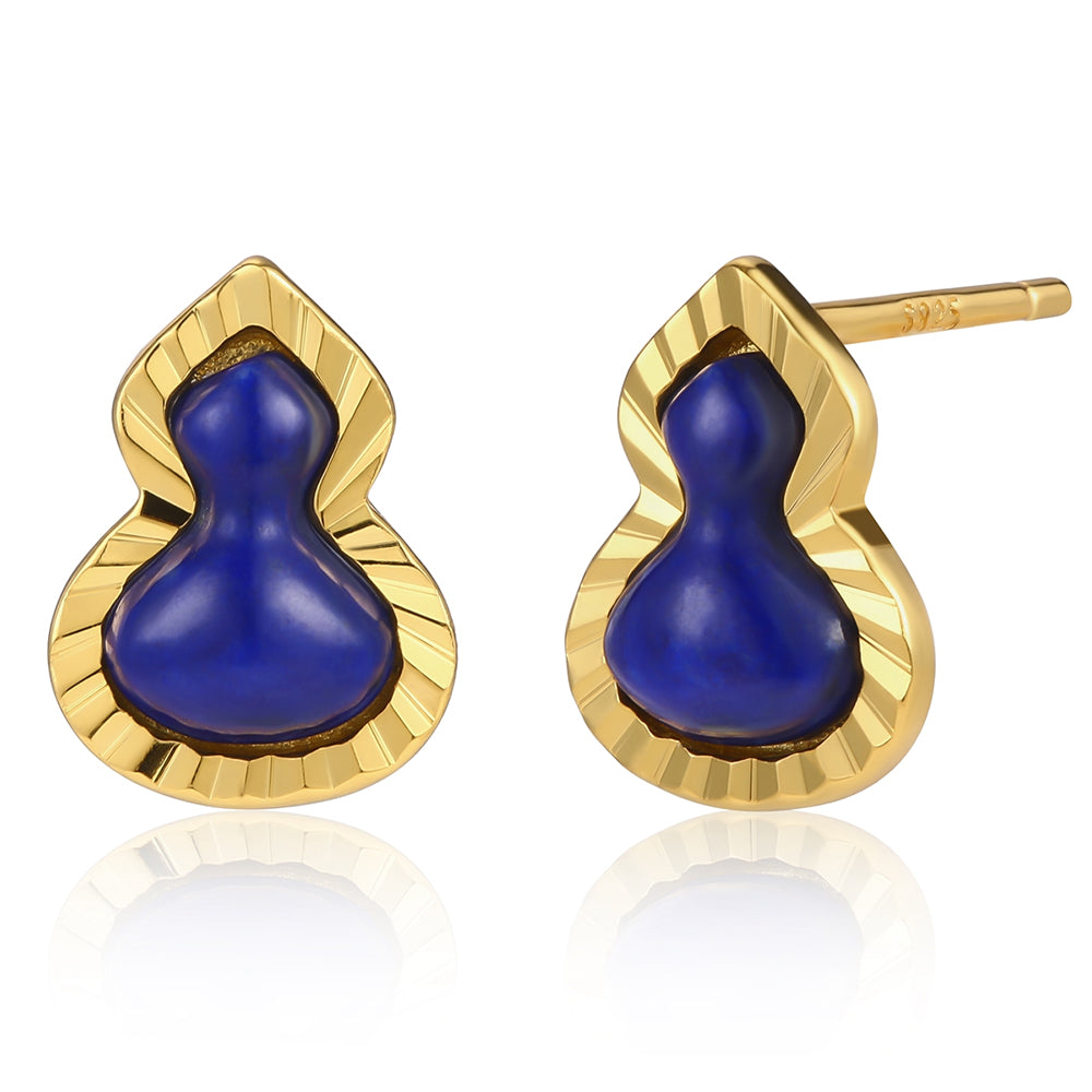Pendientes de Aleación Bañado en Oro con Cristal Emporia® Azul