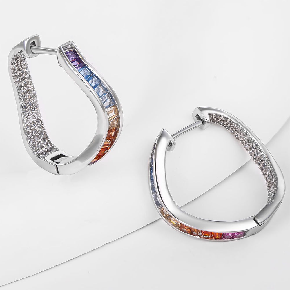 Pendientes de Aleación Bañado en Oro con Cristal Emporia® Azul y Cristal Emporia® Rojo 1 