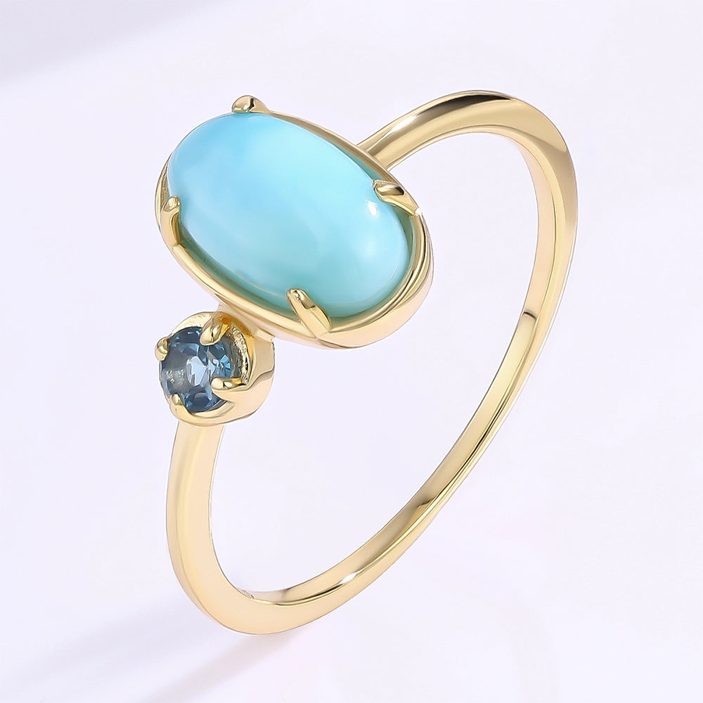 Anillo de Aleación Bañado en Oro con Cristal Emporia® Azul