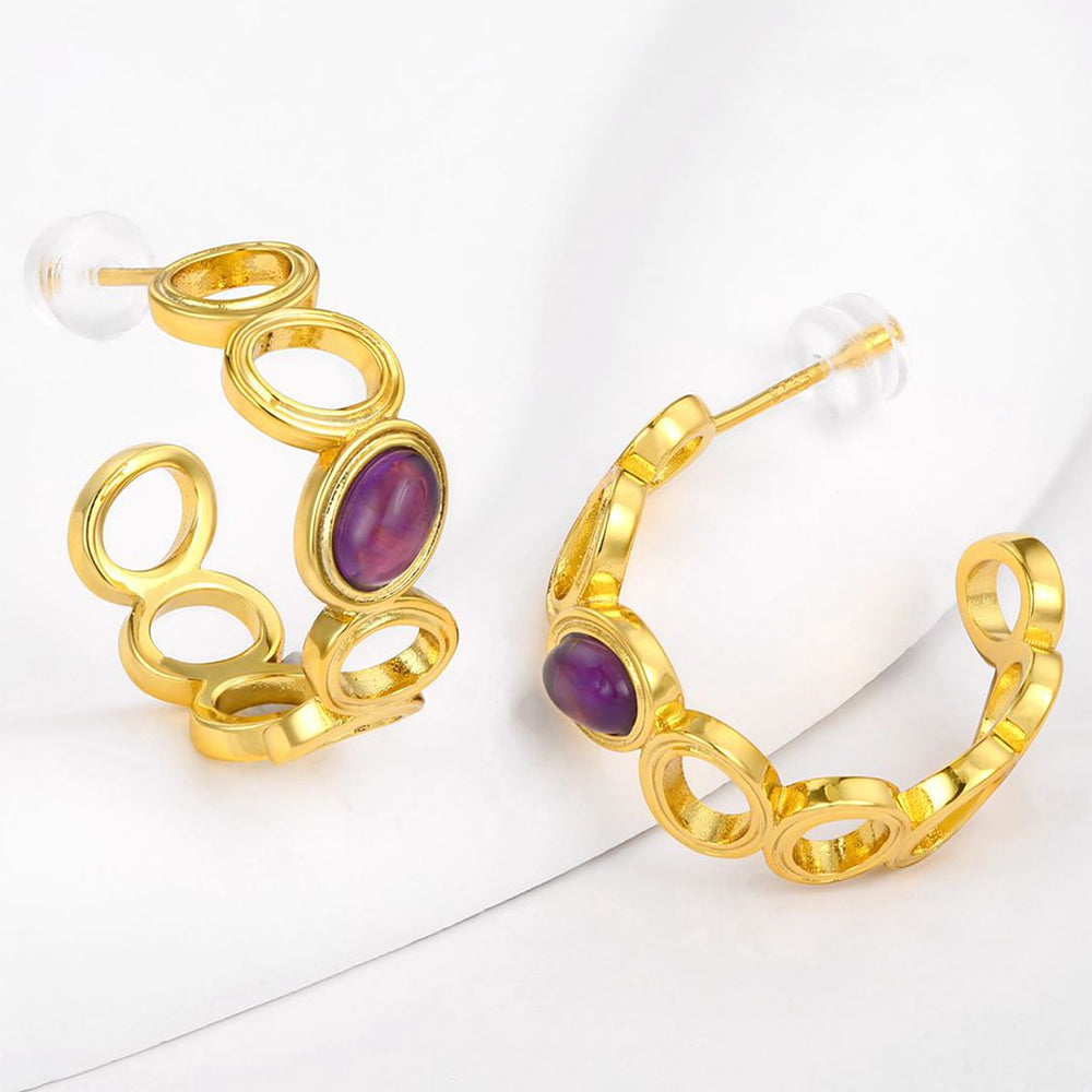 Pendientes de Aleación Bañado en Oro con Cristal Emporia® Púrpura 1 