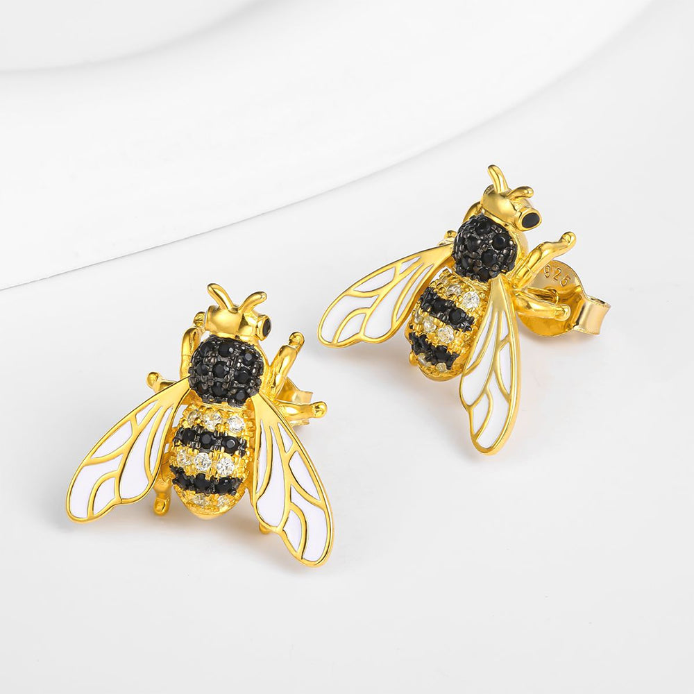 Pendientes de Aleación Bañado en Oro con Cristal Emporia® Blanco y Cristal Emporia® Negro 1 