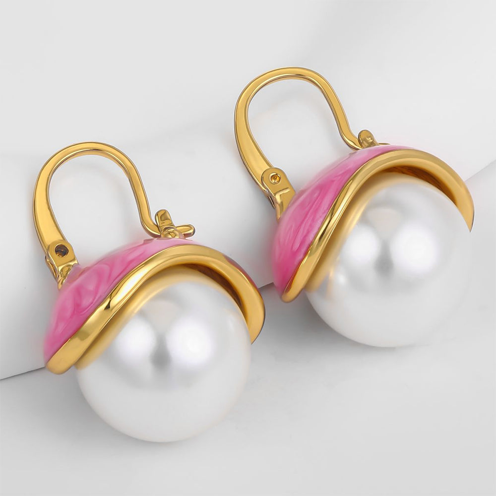 Pendientes de Aleación Bañado en Oro con Esmalte 1 