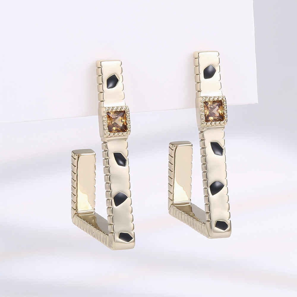 Pendientes de Aleación Bañado en Oro con Cristal Emporia® Marrón 1 