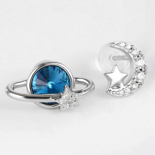 Pendientes de Aleación Bañado en Oro con Cristal Emporia® Azul