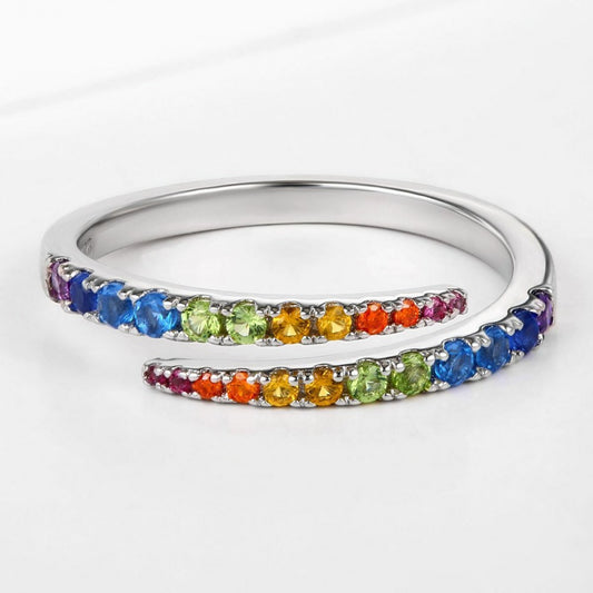 Anillo de Aleación Bañado en Oro con Cristal Emporia® Azul