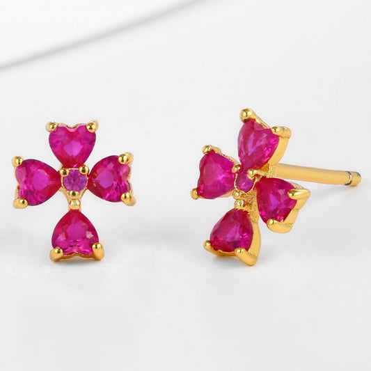 Pendientes de Aleación Bañado en Oro con Cristal Emporia® Rojo