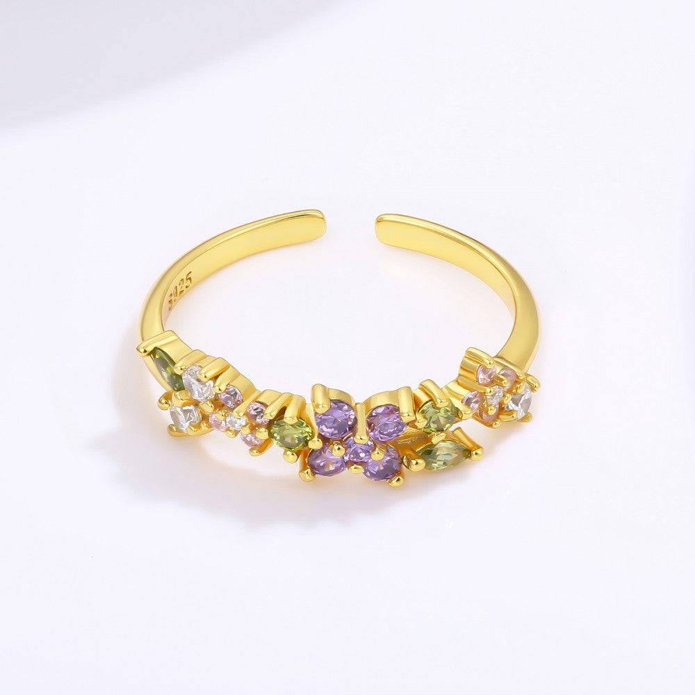 Anillo de Aleación Bañado en Oro con Cristal Emporia® Púrpura