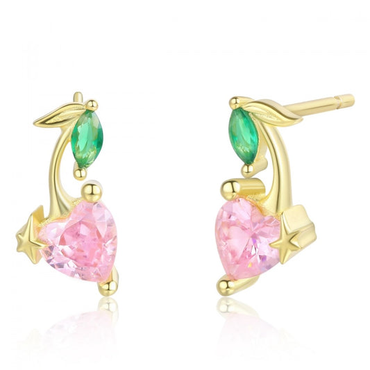 Pendientes de Aleación Bañado en Oro con Cristal Emporia® Rosa