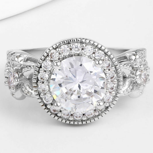 Anillo de Aleación Bañado en Oro con Cristal Emporia® Blanco