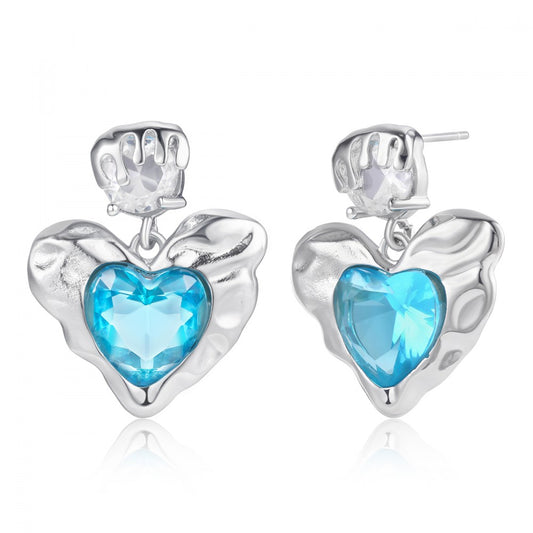 Pendientes de Aleación Bañado en Oro con Cristal Emporia® Azul
