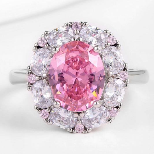 Anillo de Aleación Bañado en Oro con Cristal Emporia® Rosa