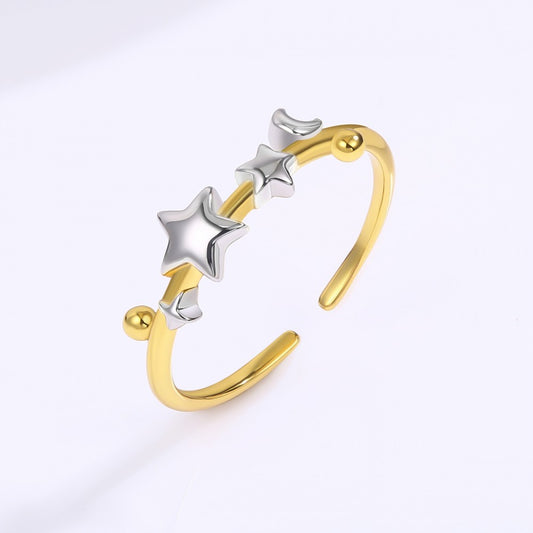 Anillo de Aleación Bañado en Oro con Cristal Emporia® Blanco