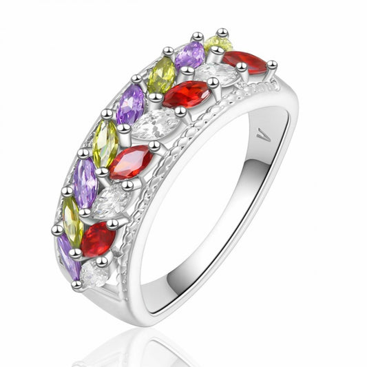 Anillo de Aleación Bañado en Oro con Cristal Emporia® Rojo