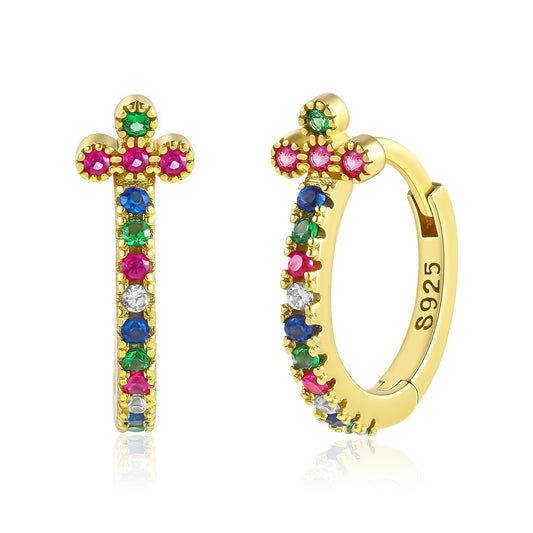 Pendientes de Aleación Bañado en Oro con Cristal Emporia® Azul