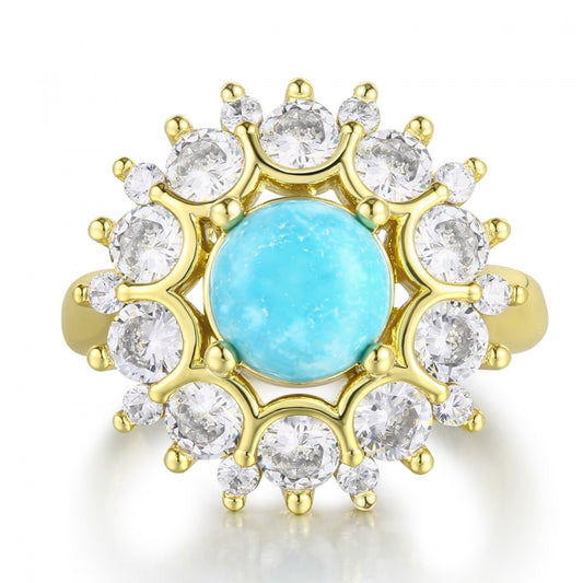 Anillo de Aleación Bañado en Oro con Cristal Emporia® Azul