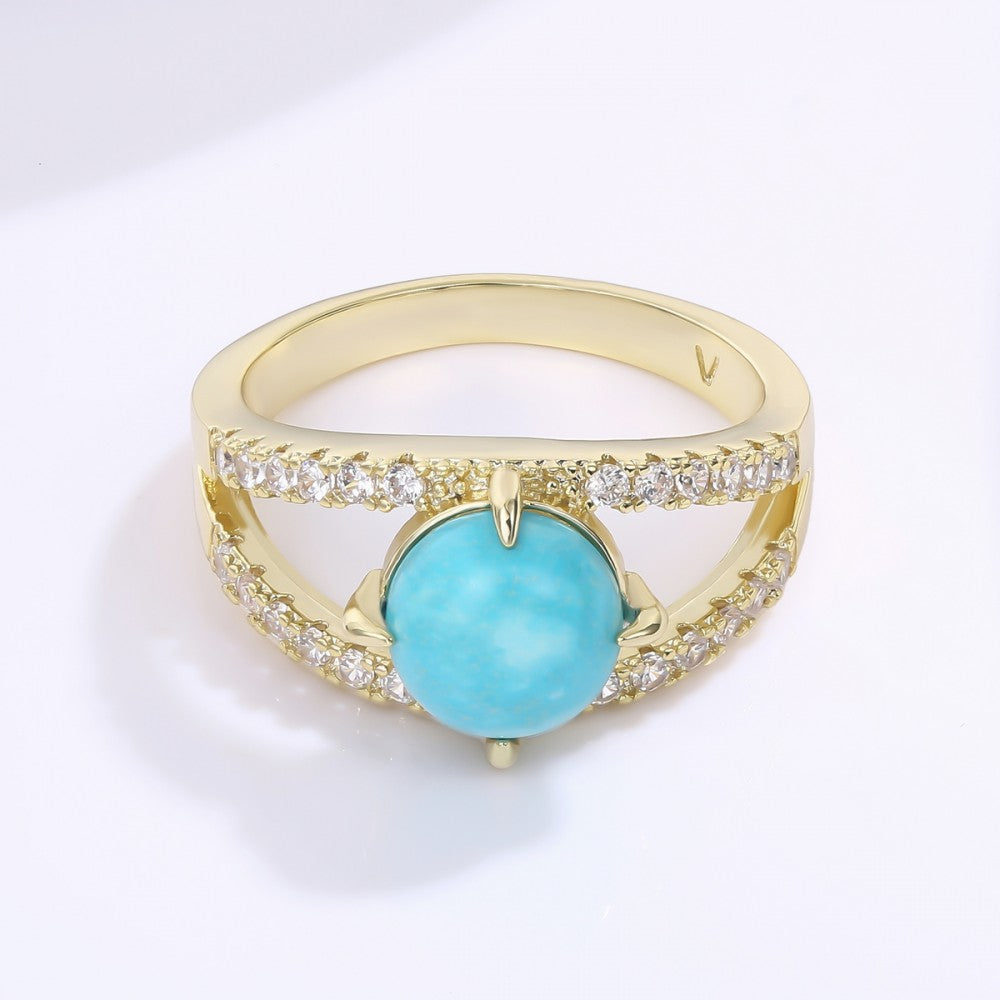 Anillo de Aleación Bañado en Oro con Cristal Emporia® Azul 1 