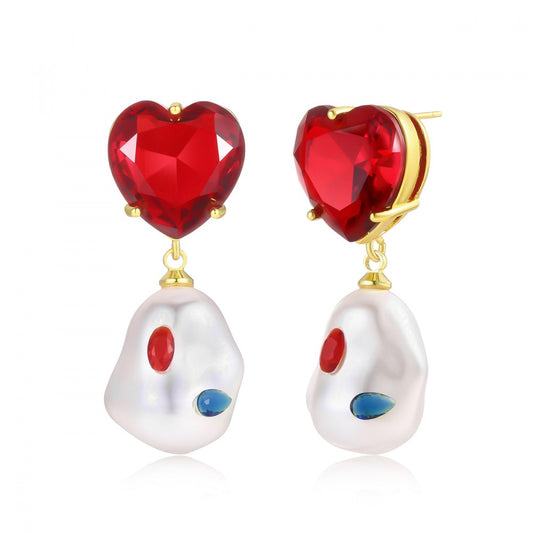 Pendientes de Aleación Bañado en Oro con Cristal Emporia® Rojo