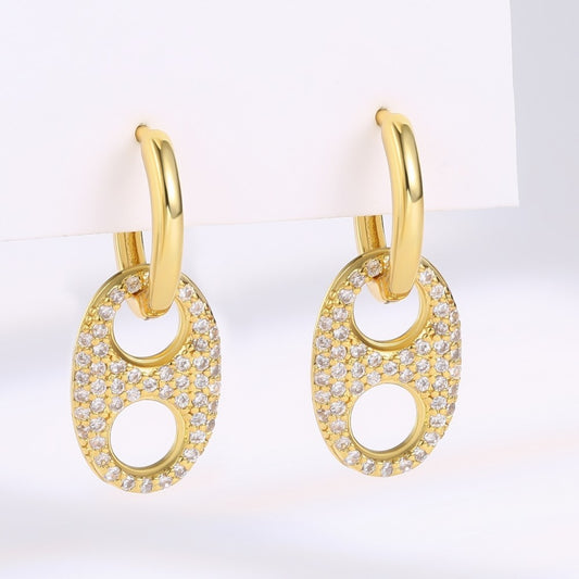Pendientes de Aleación Bañado en Oro con Cristal Emporia® Blanco
