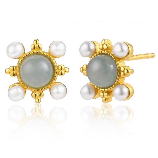 Pendientes de Aleación Bañado en Oro con Cristal Emporia® Blanco