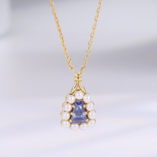Collar de Aleación Bañado en Oro con Cristal Emporia® Azul