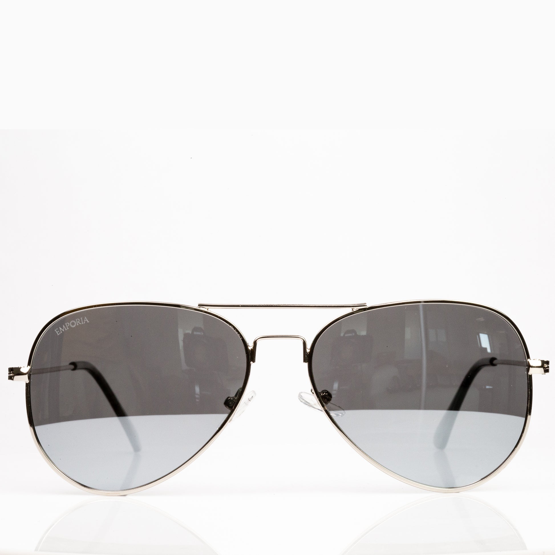 Emporia Italy - Gafas de sol piloto "CRYSTAL", gafas de sol polarizadas con filtro UV con estuche y paño de limpieza, lentes cromo-plata, montura plateada 3 