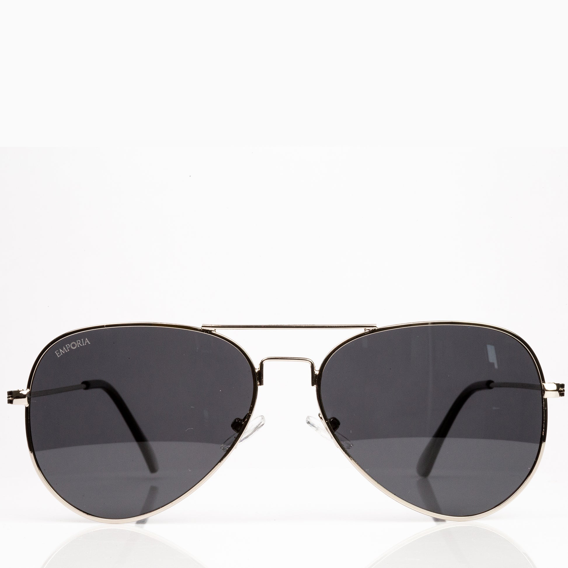 Emporia Italy - Gafas de sol piloto "JEFE", gafas de sol polarizadas con filtro UV con  estuche y paño de limpieza, lentes gris oscuro, montura plateada 6 