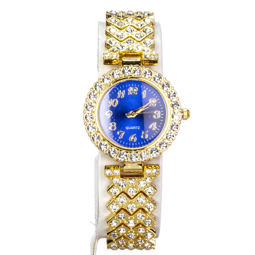 Reloj de Aleación Bañado en Oro con Cristal Emporia® Azul y Cristal Emporia® Blanco ( Collar +Pendientes +Pulsera ) 5 
