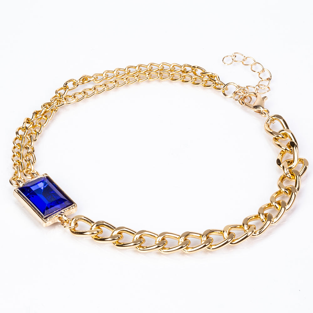 Reloj de Aleación Bañado en Oro con Cristal Emporia® Azul y Cristal Emporia® Blanco ( Collar +Pendientes +Pulsera ) 9 