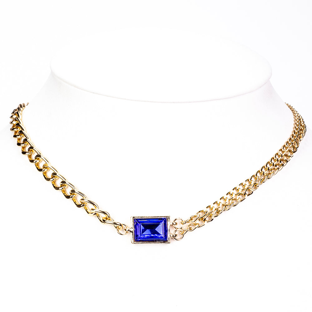 Reloj de Aleación Bañado en Oro con Cristal Emporia® Azul y Cristal Emporia® Blanco ( Collar +Pendientes +Pulsera ) 10 