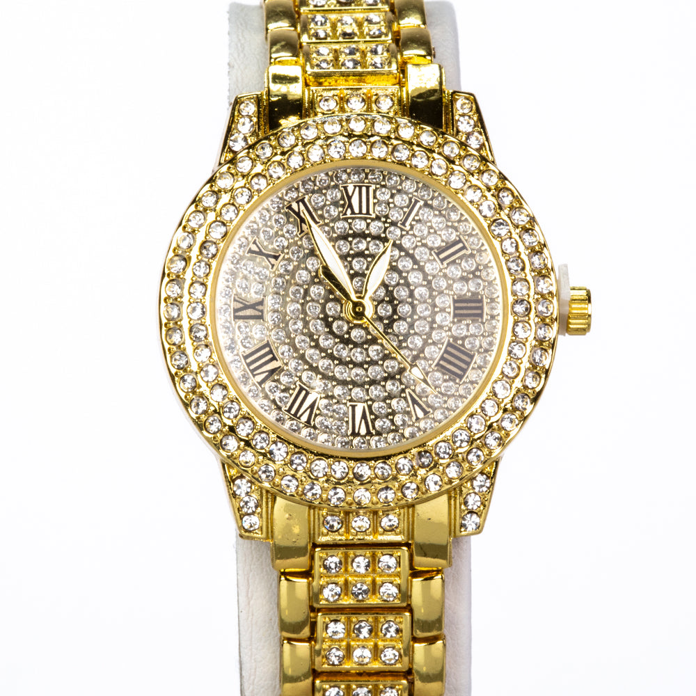 Reloj de Aleación Bañado en Oro con Cristal Emporia® Blanco ( Collar +Pendientes +Pulsera +Colgante ) 5 