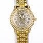 Reloj de Aleación Bañado en Oro con Cristal Emporia® Blanco ( Collar +Pendientes +Pulsera +Colgante )