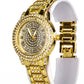 Reloj de Aleación Bañado en Oro con Cristal Emporia® Blanco ( Collar +Pendientes +Pulsera +Colgante )