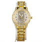 Reloj de Aleación Bañado en Oro con Cristal Emporia® Blanco ( Collar +Pendientes +Pulsera +Colgante )