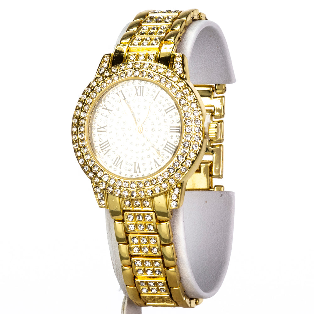 Reloj de Aleación Bañado en Oro con Cristal Emporia® Blanco ( Collar +Pendientes +Pulsera +Colgante ) 8 