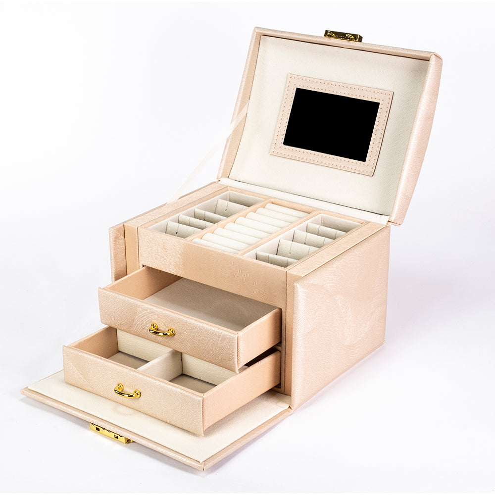 Joyero con espejo en color blanco