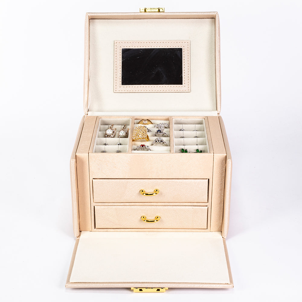 Joyero con espejo en color blanco